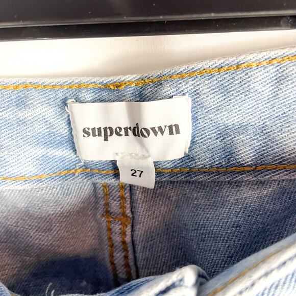 Superdown‎ Amanda Cargo Jeans Blue High Rise Pockets Straight Leg Sz 27 - Picture 8 of 11